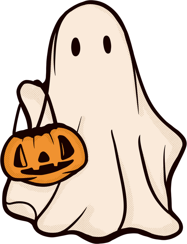 retro ghost halloween cute illustration vintage